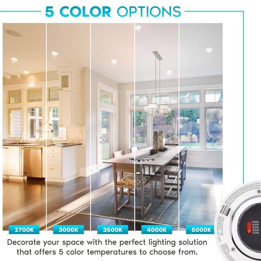 Luxrite 4" Selectable CCT Remodel IC Gimbal LED Retrofit Recessed Lighting Kit LR23233-12PK