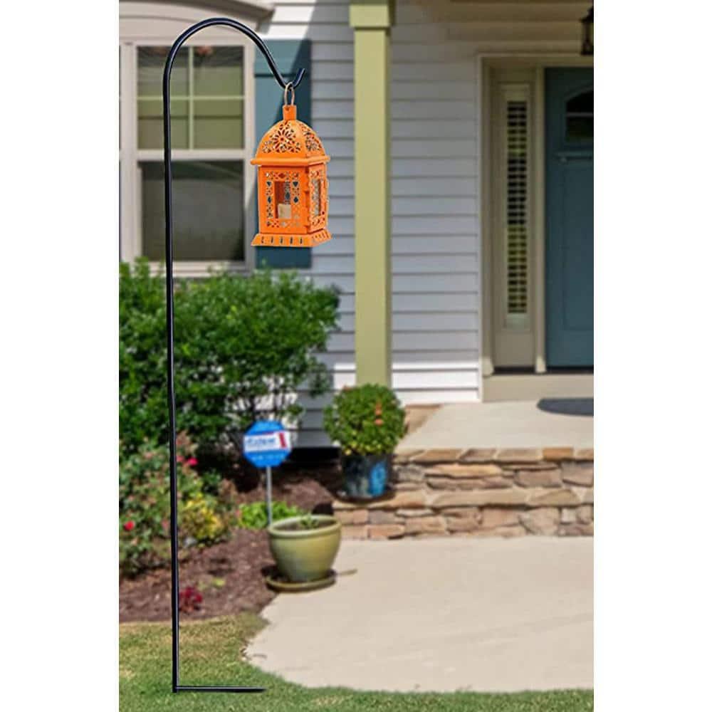 Ashman Online, Black Color, Shepherd Hook 92 inch in Height, 1/2-inch Thick, Solid Metal Single Piece Hook, Super Strong, Rust Resistant, Hanging Plant Baskets, Wind Chimes, Heavy Bird Feeders