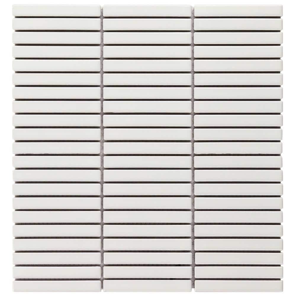 Monogram Stacked 11.19 In. X 11.9 In. Glossy Porcelain Mosaic Floor And Wall Tile (0.92 Sq. Ft. / Each)