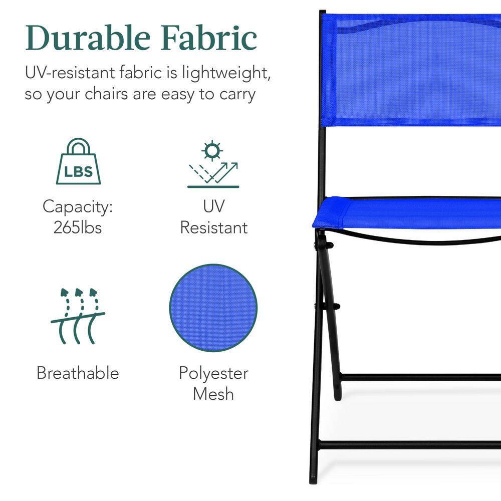 George Oliver 3-Piece Patio Bistro Dining Furniture Set W/ Glass Tabletop, Folding Chairs