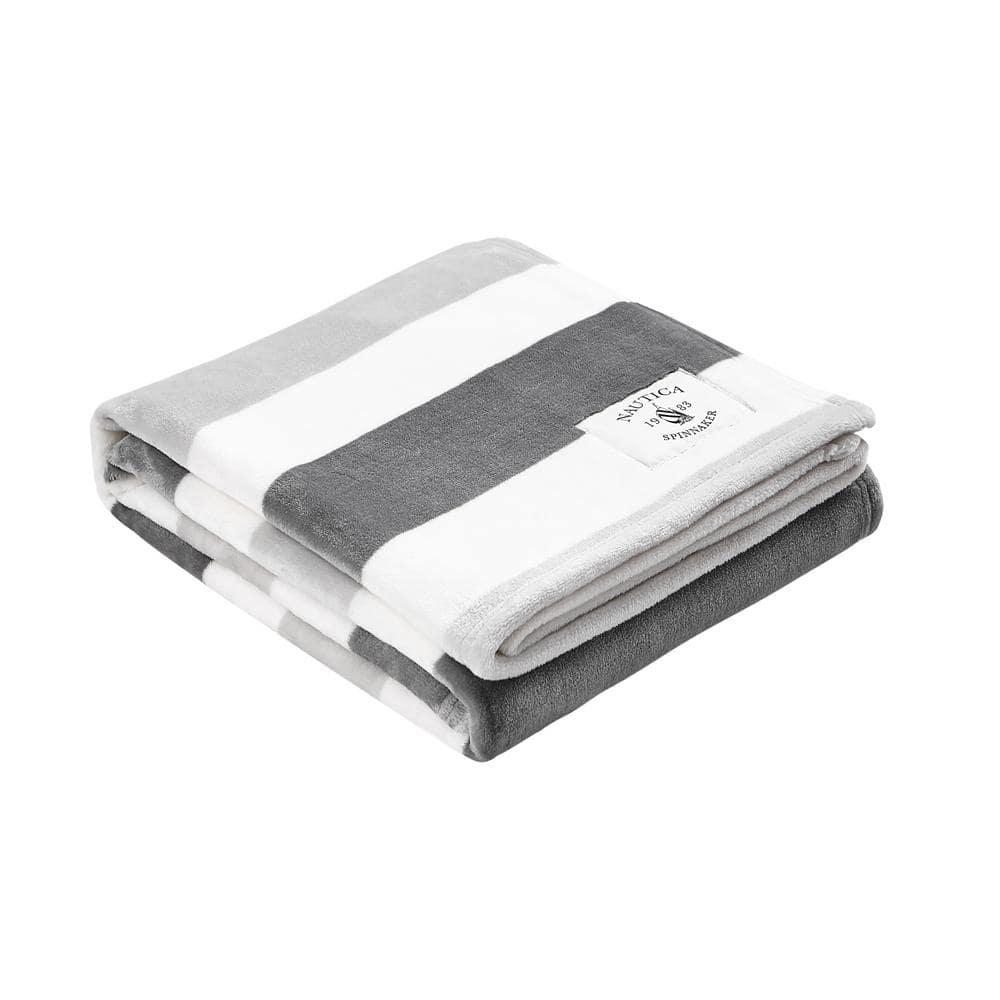 Nautica MF Point Harbor Nautica Awning Stripe Ultra Soft Plush Throw Blanket