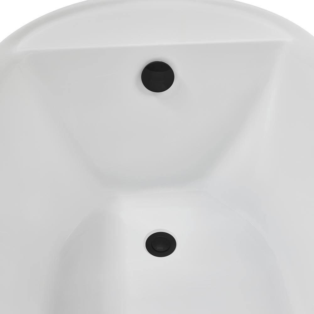 Streamline Bath 59" Streamline Freestanding Soaking Acrylic Bathtub With Drain and Bamboo Tray N2080BL