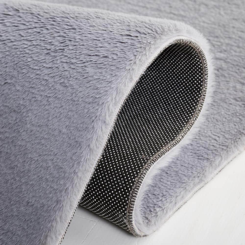 Faux Rabbit Fur FRF500 Power Loomed Machine Washable Indoor Area Rug - Light Grey - 6'x9' - Safavieh