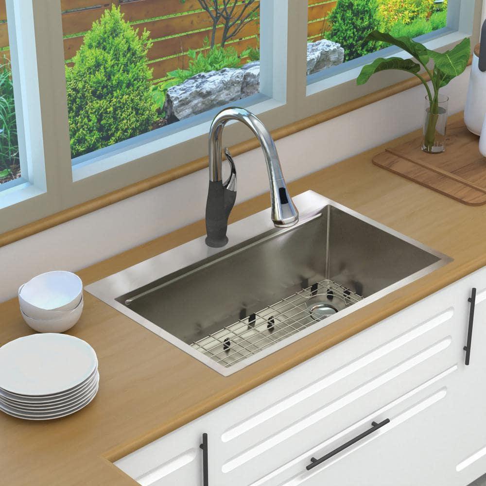 Transolid 32-in X 22-in 18-Gauge Drop-in Stainless Steel Kitchen Workstation Sink