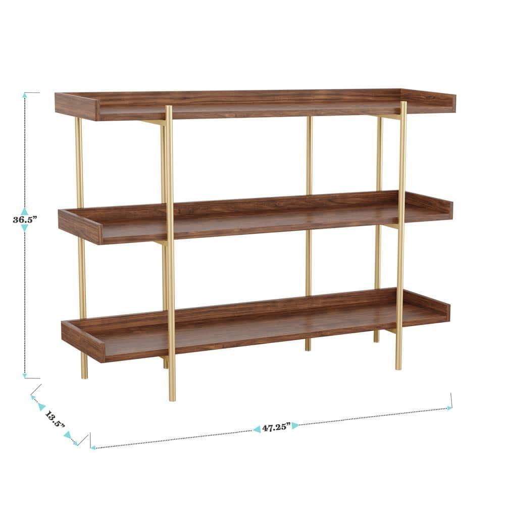 Martha Stewart Raines Martha Stewart Emmett 3 Shelf Storage Display Unit Bookcase with Metal Frame