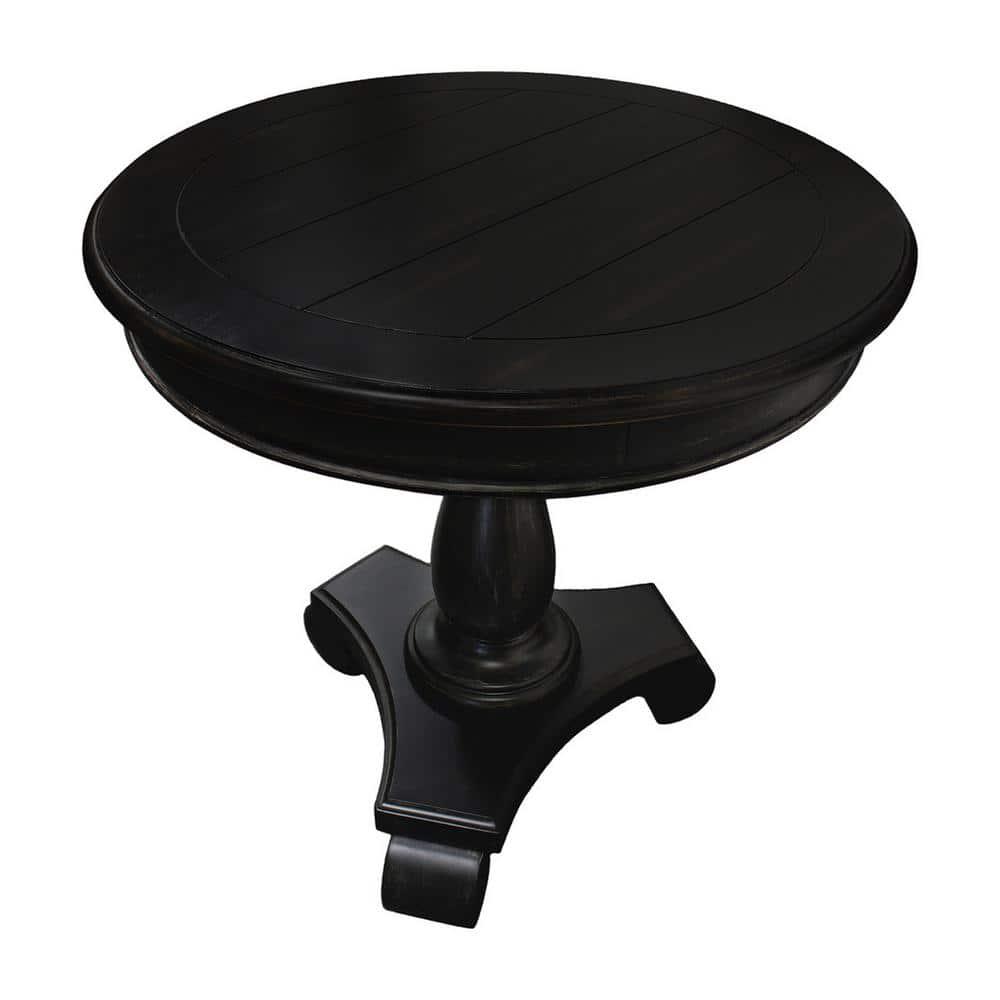 Transitional Engineered Wood Round End Table in Antique Black - Best Master Furniture