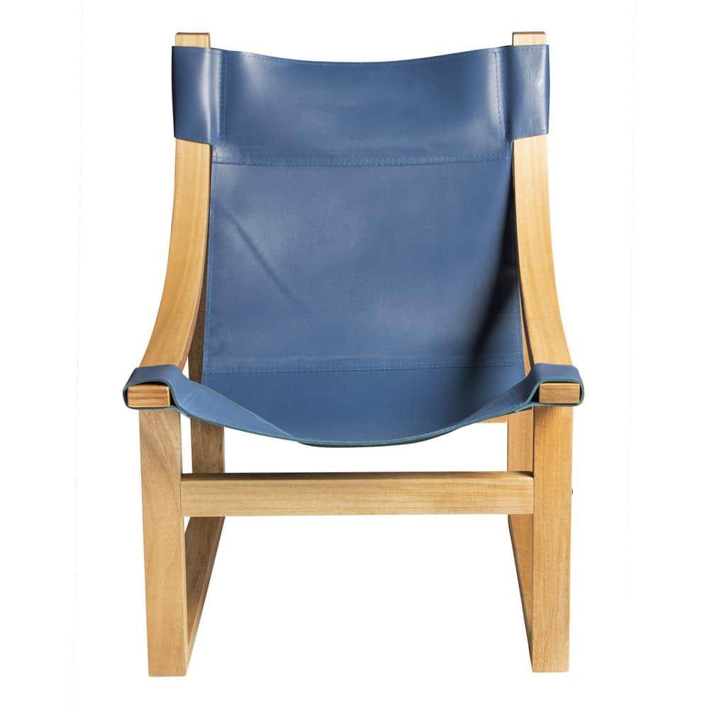 Lima Natural Top Grain Leather Sling Chair with Black Solid Wood Frame