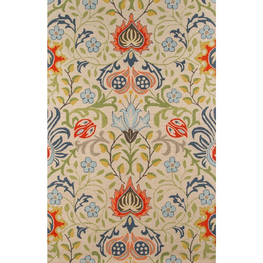 Momeni  Newport Hand Tufted Wool Floral Area Rug Multi 9' x 12' Contains Latex 9' x 12' Indoor, Handmade Living Room, Bedroom, Dining Room Blue,