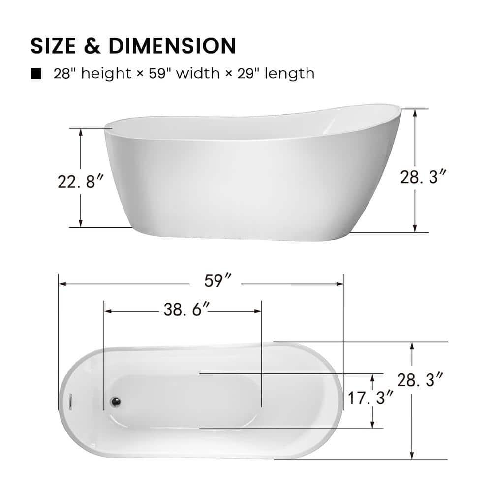 Amara Acrylic Freestanding Soaking Bathtub