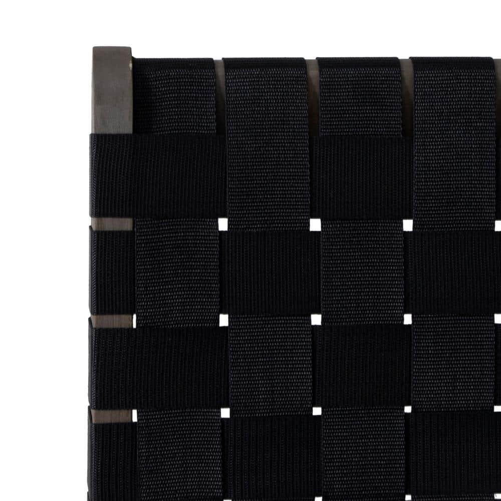Morganton Rope Weave Outdoor Lounge Chair, Set of 2, Black and Teak