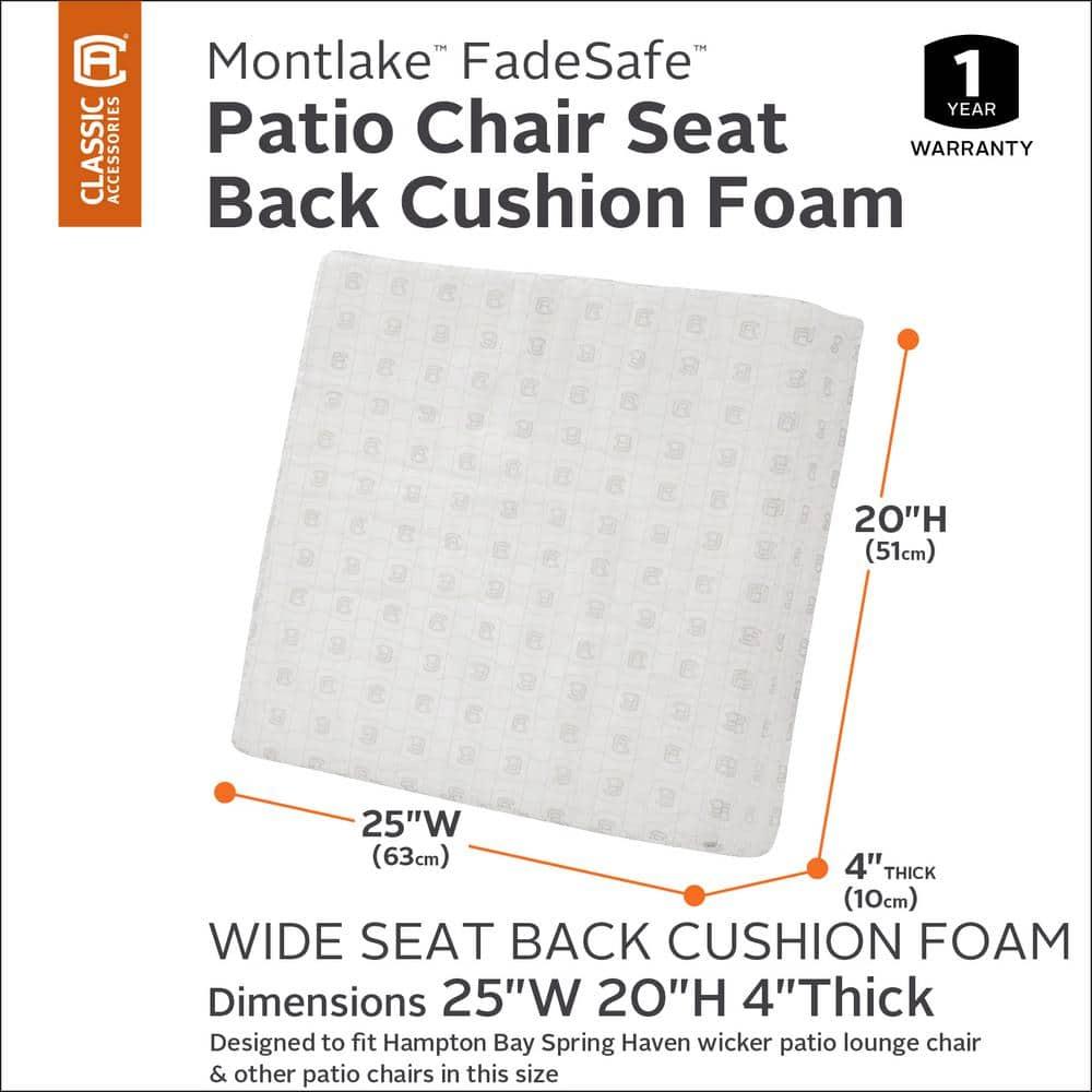 Classic Accessories Patio Lounge Back Cushion Foam, 25 x 20 x 4 inch