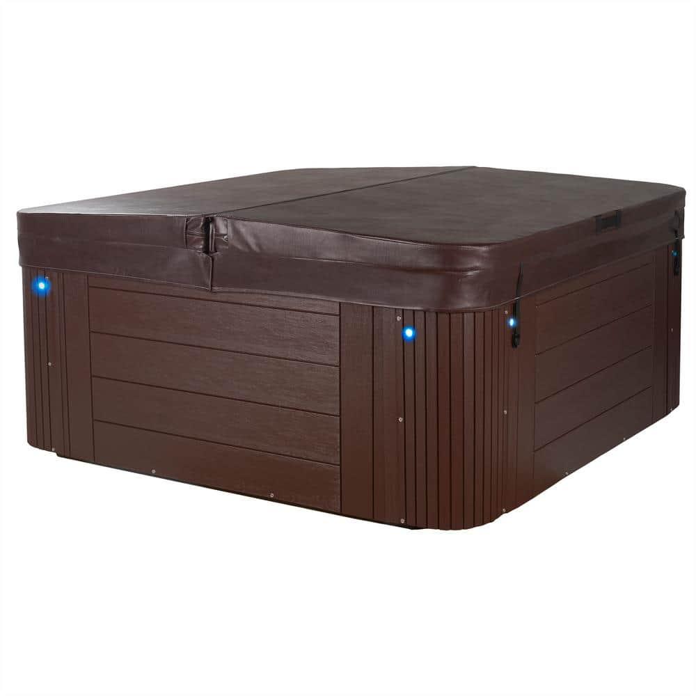 Aqualife® by Strong Spas® Grand Banks 6-Person 81-Jet Non-Lounger Hot Tub Spa with 3 Pumps, LED Lighting, Stainless Steel Heater and Ozonator, Insulated Cover Included and Steps Included