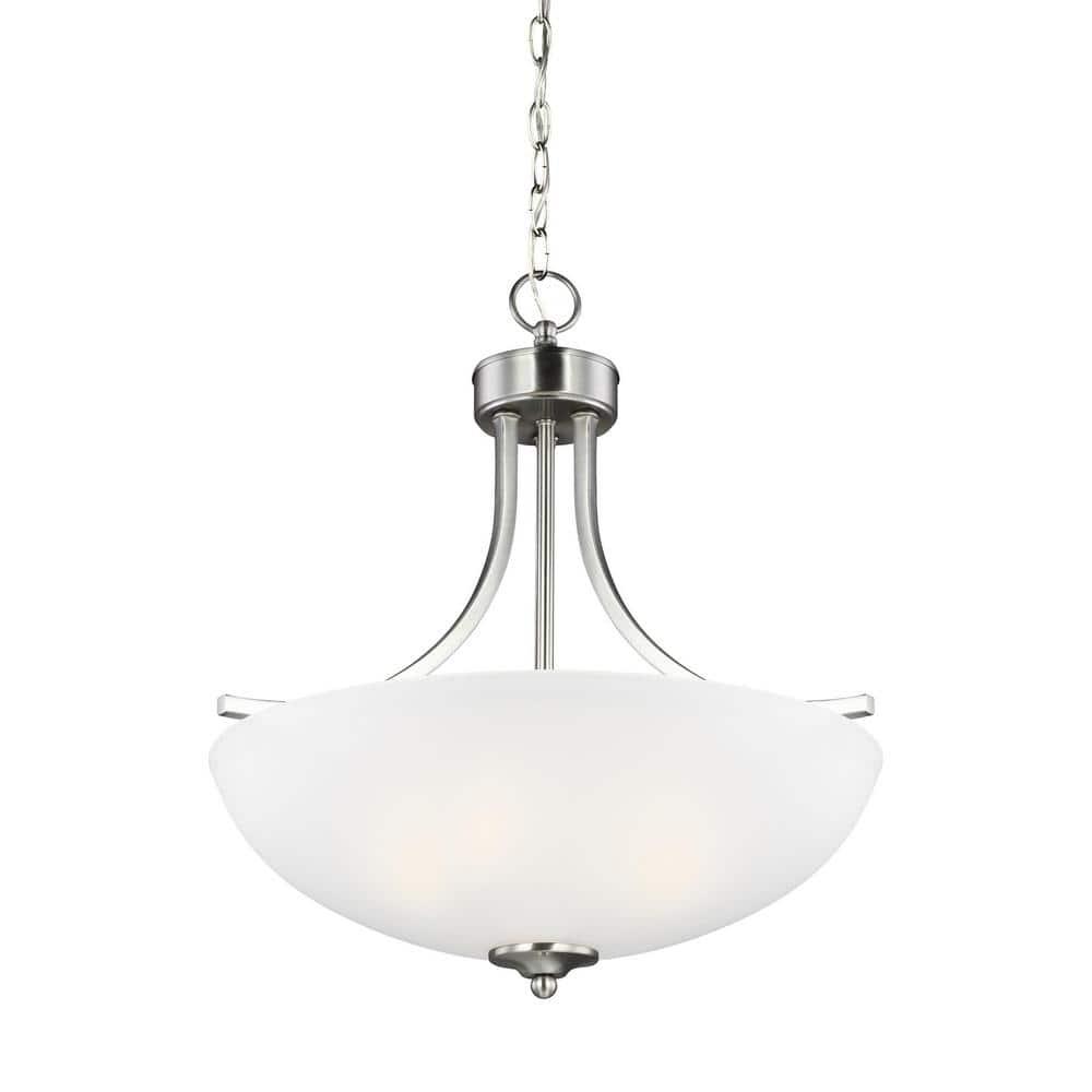 Geary 18" Brushed Nickel LED Pendant with Satin Etched Glass