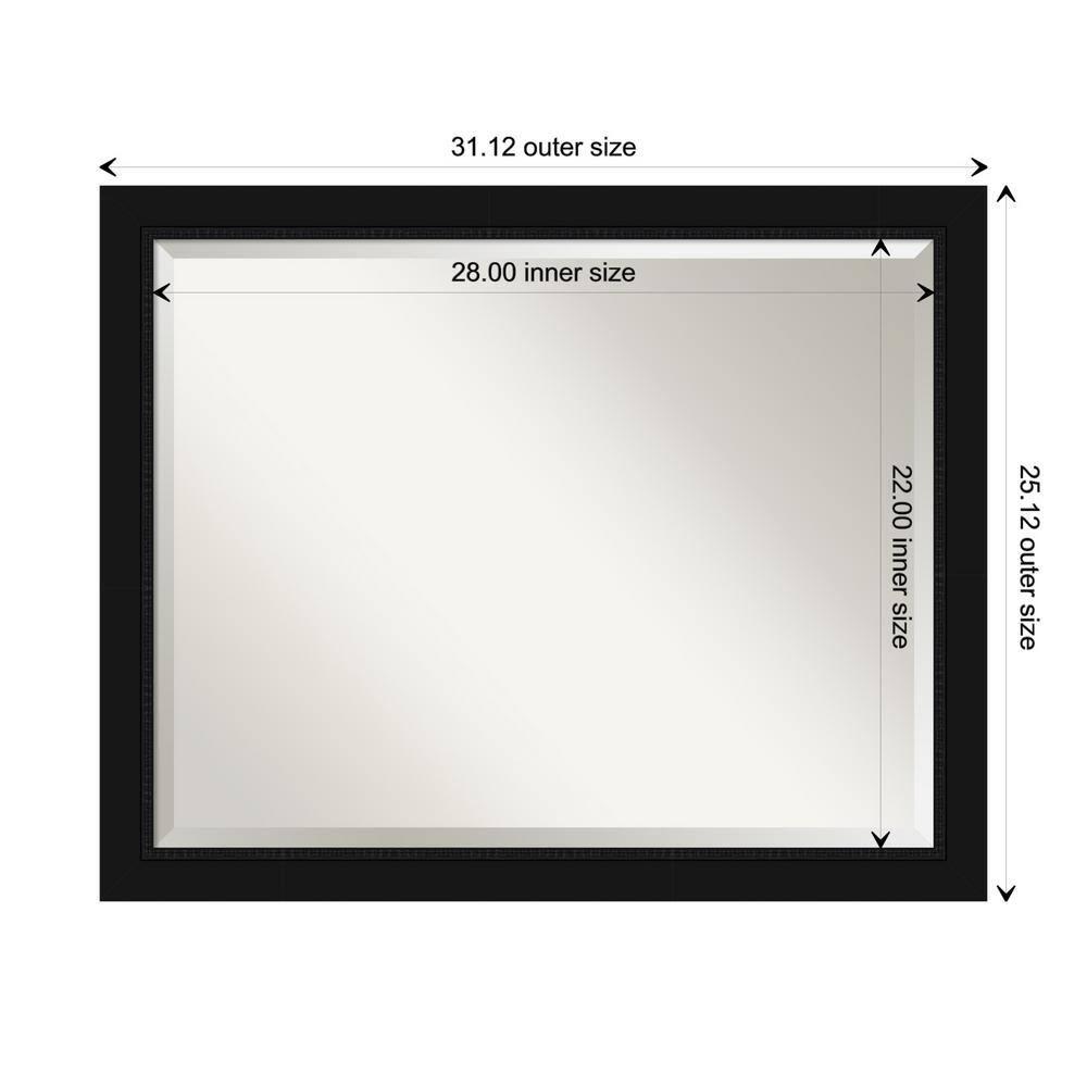 Amanti Art 31" x 25" Avon Framed Bathroom Vanity Wall Mirror Black: Modern Rectangular, Satin Finish, No Assembly Required