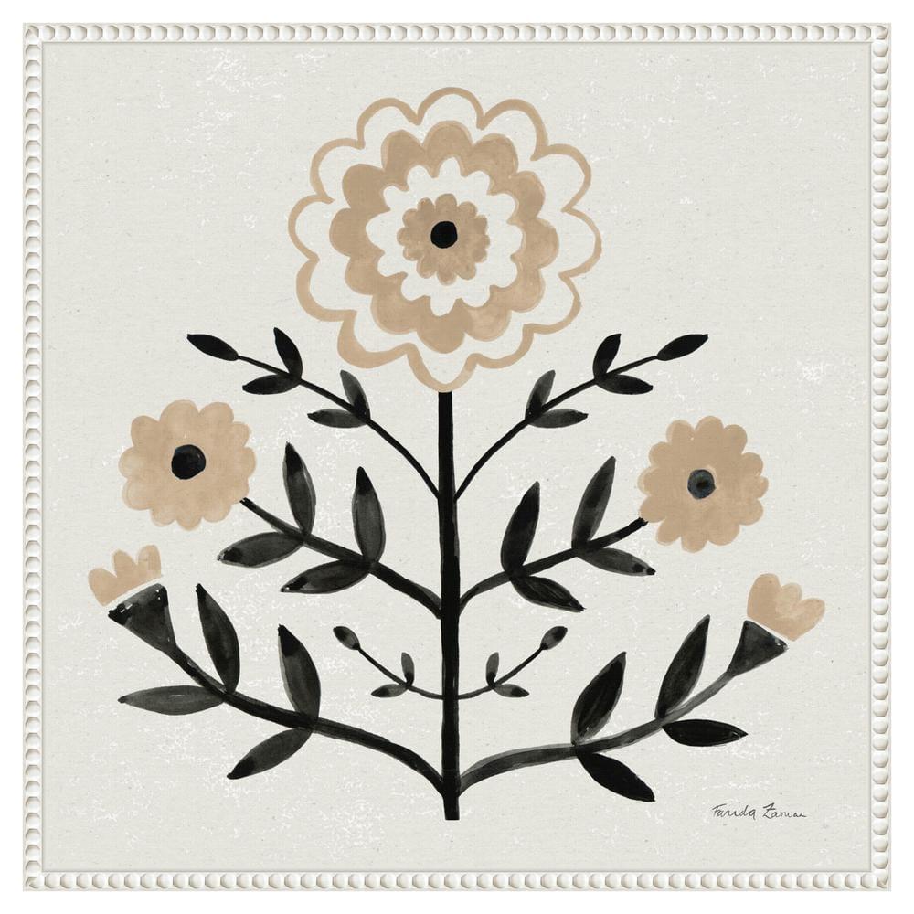 Amanti Art Garden Folk Flowers I by Farida Zaman Canvas Wall Art Print Framed 22 x 22-in.