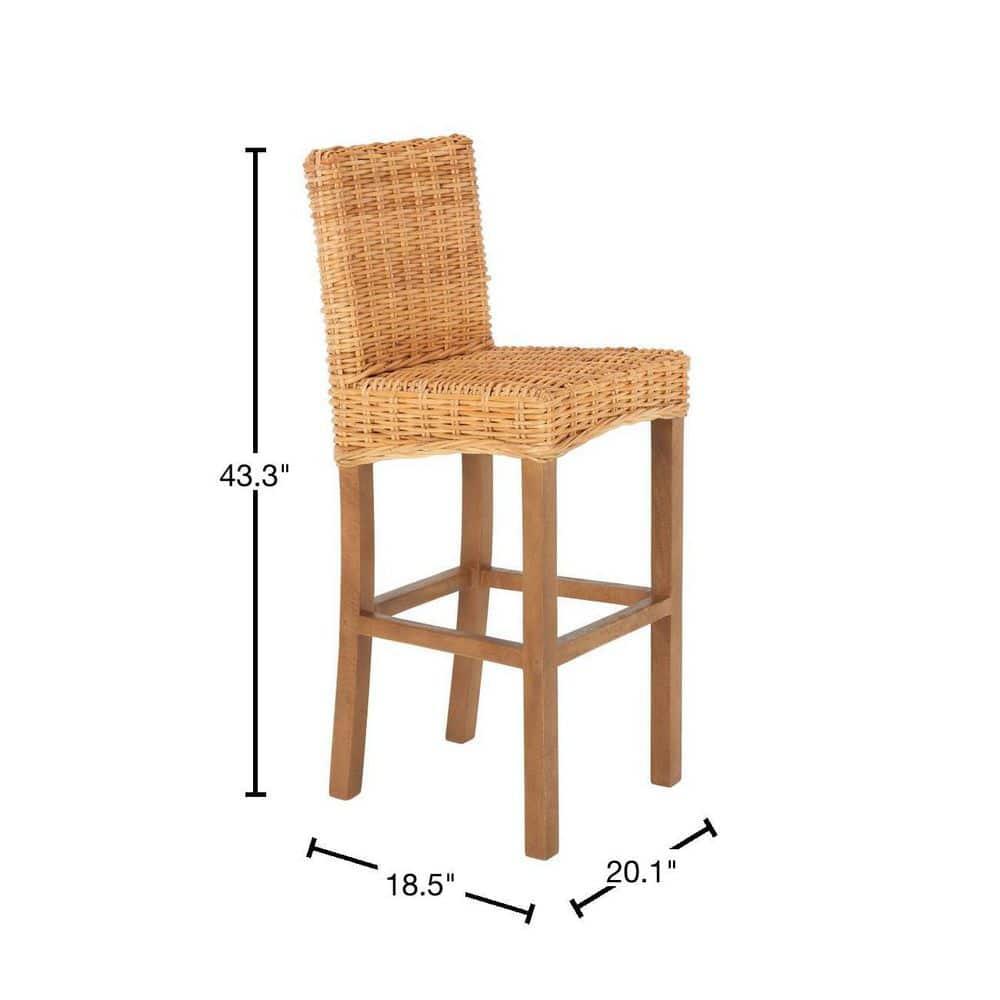 Tobie Rattan Bar Stool - BST6500 - Natural/Golden Brown - Safavieh