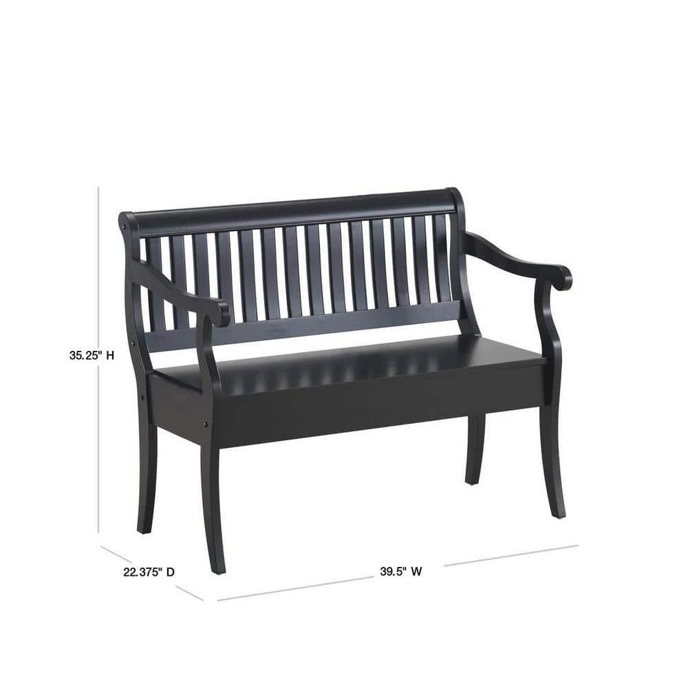 Carolina Living Martha Storage Bench Antique Black: Hardwood, Unupholstered, 2-Person Seating