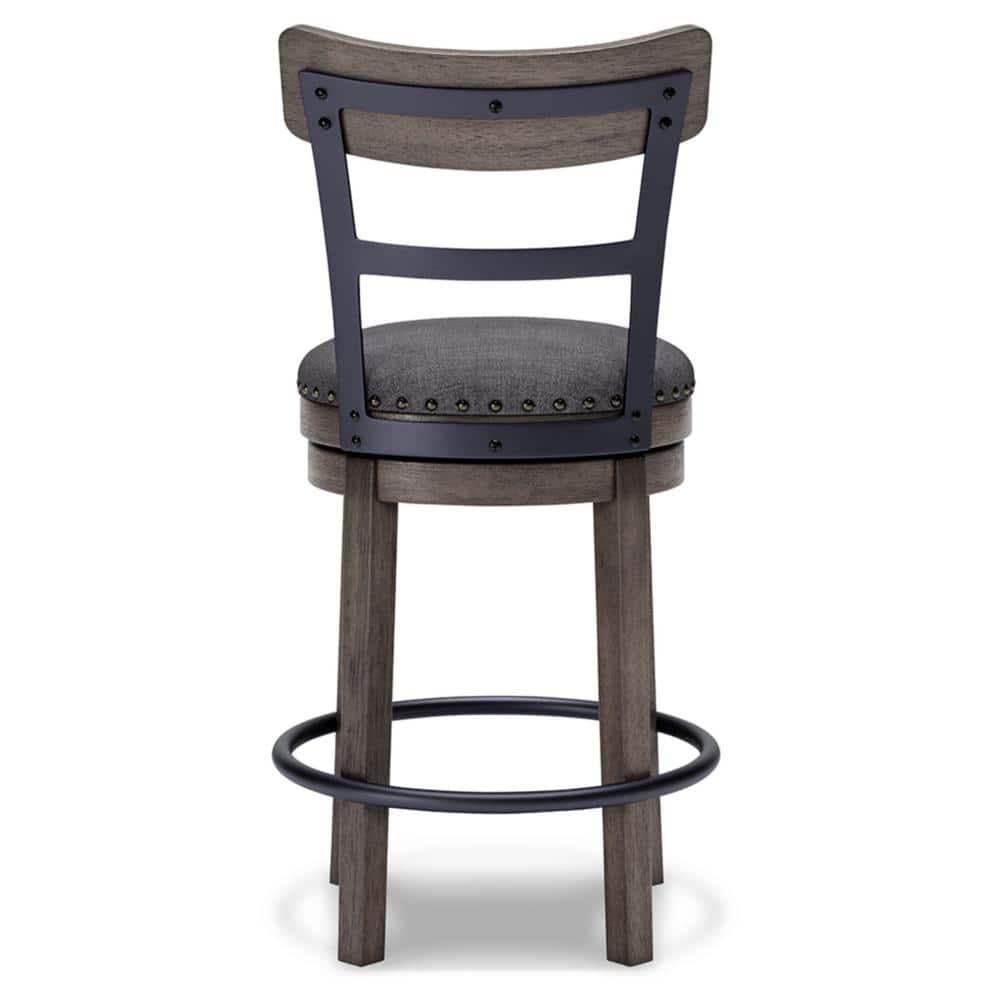 Caitbrook Counter Height Barstool Gray - Signature Design by Ashley: Polyester Upholstery, Nailhead Trim, Swivel Seat