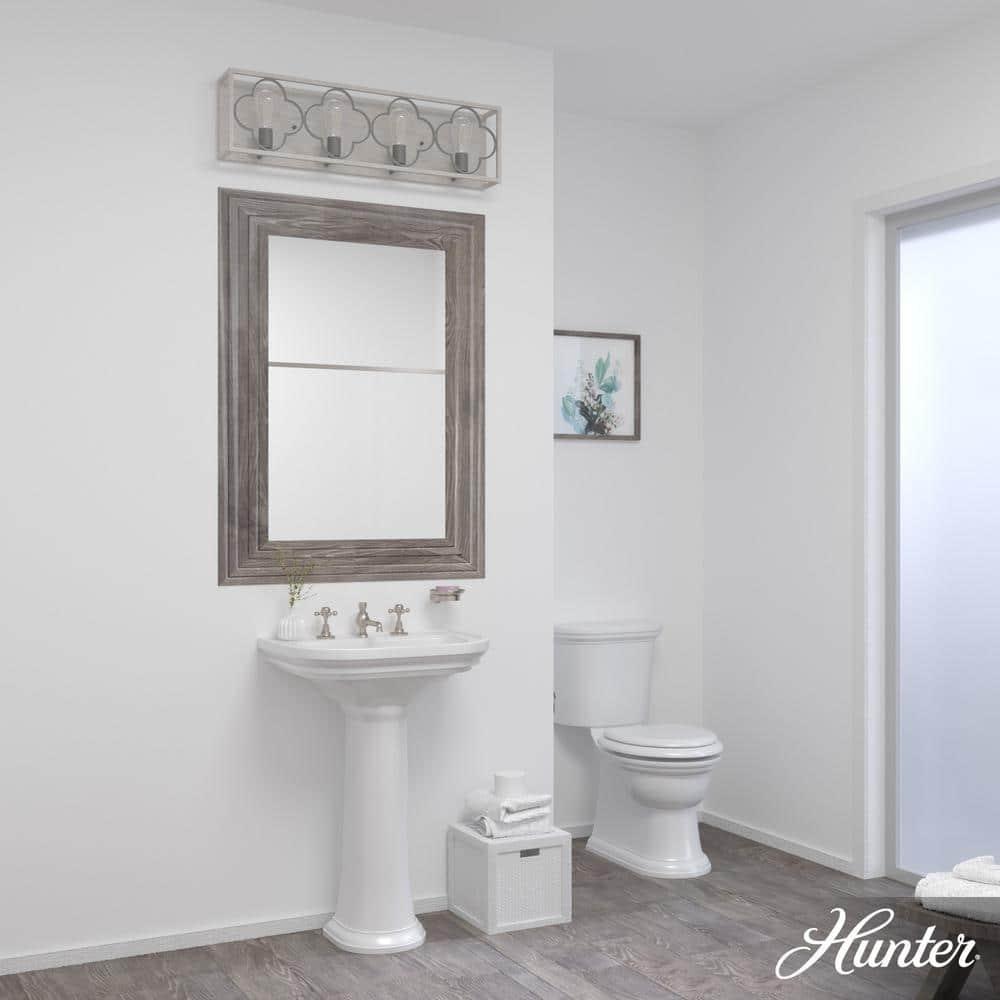 Hunter Fan Gablecrest 4 Light  Flush Mount Bathroom Vanity Wall Light Fixture