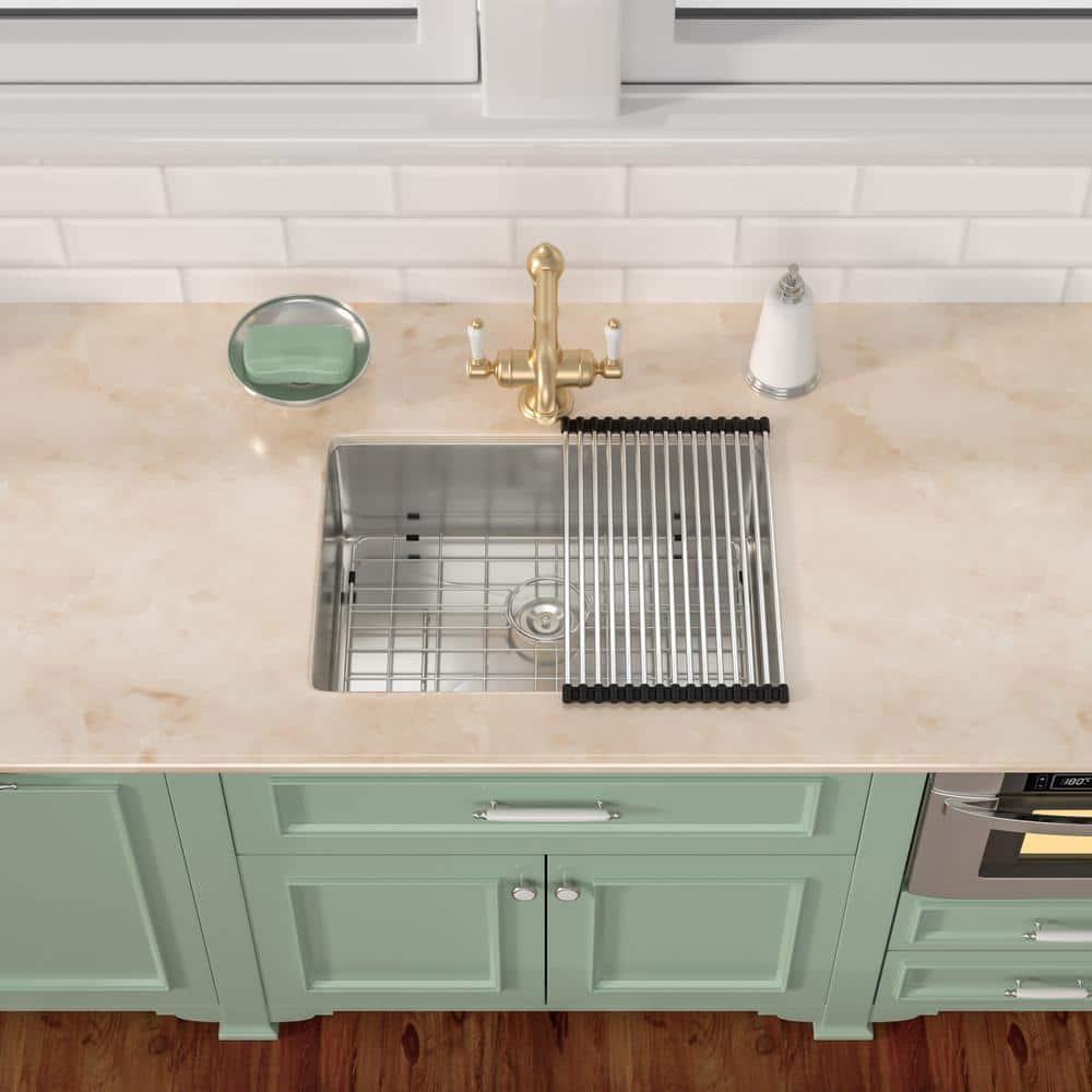 Sarlai 28'' L x 18" W Undermount Single Bowl Stainless Steel Kitchen Sink with Sink Grid and Basket Strainer SU2818R