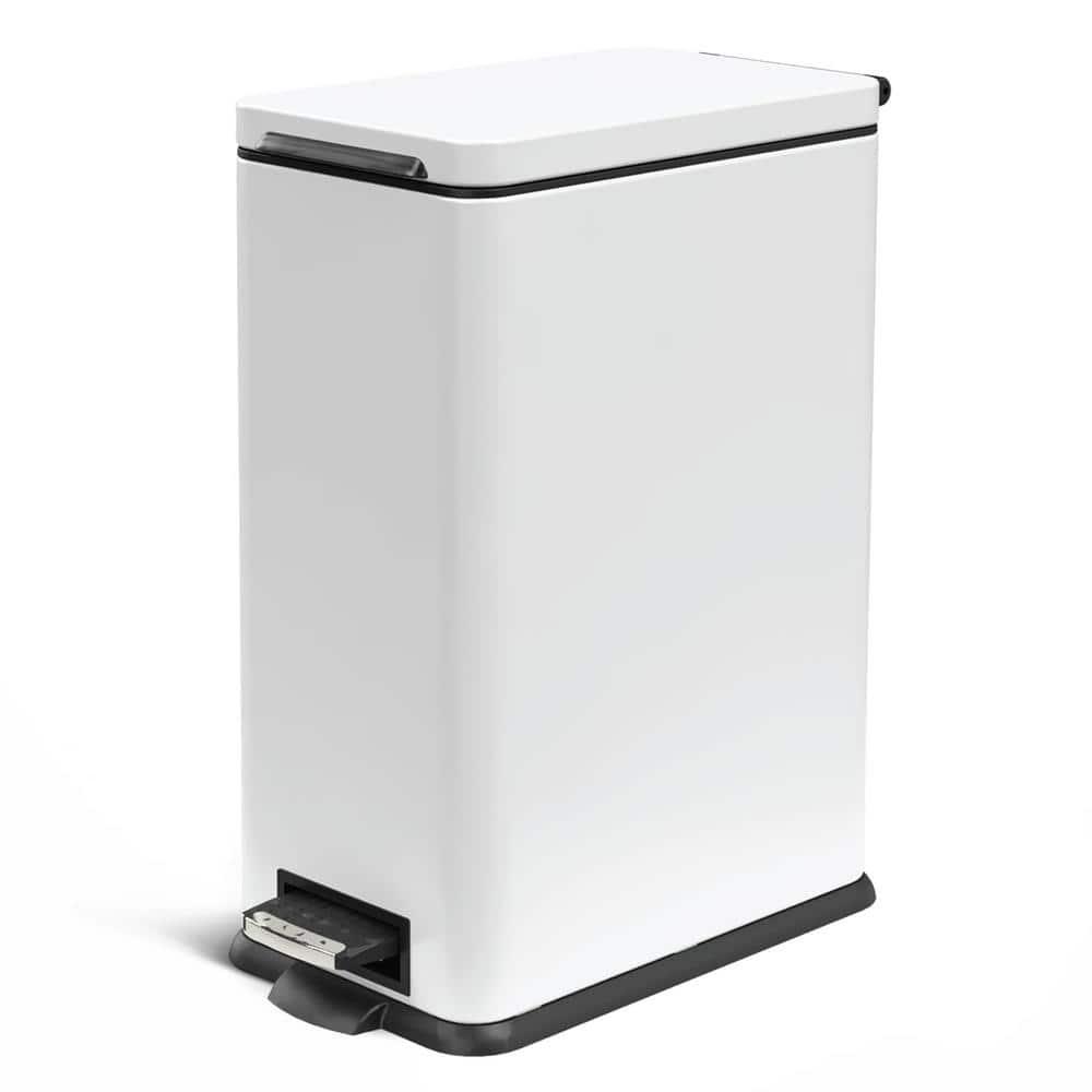 Home Zone Living 8 Gallon Stainless Steel Kitchen Trash Can with Step-On Pedal and Slow Closing Lid