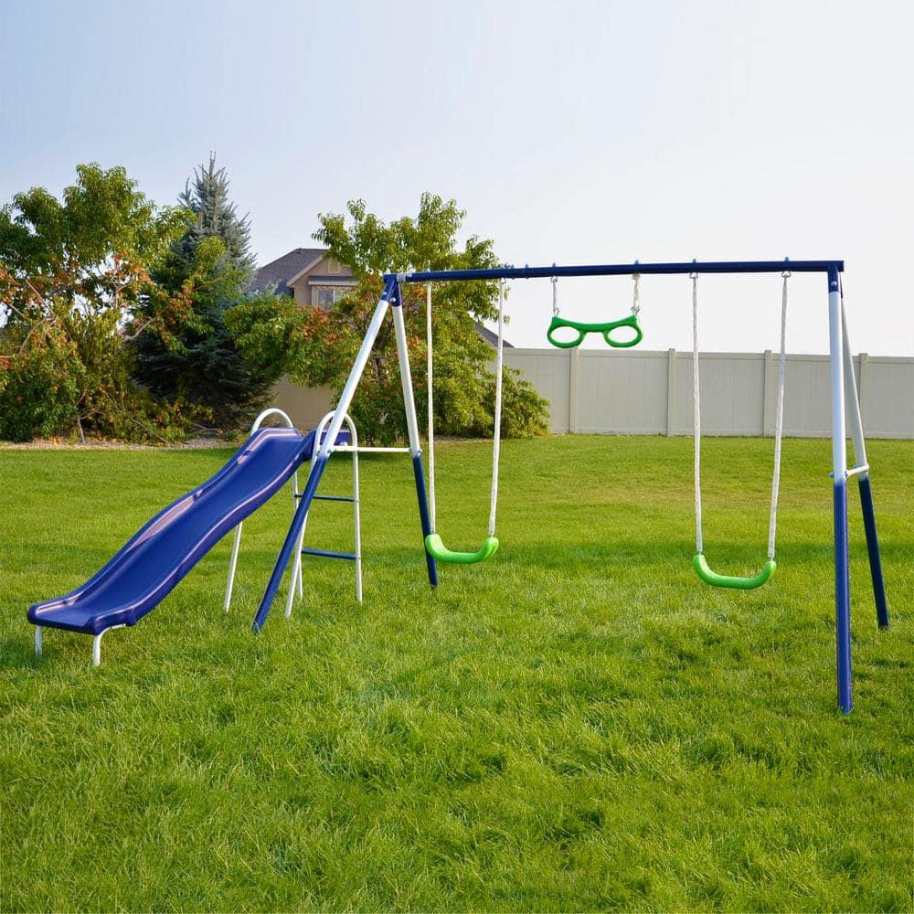 Sportspower Sportspower Sierra Vista Metal Swing Set with Lifetime Warranty on 5' Double Wall Slide