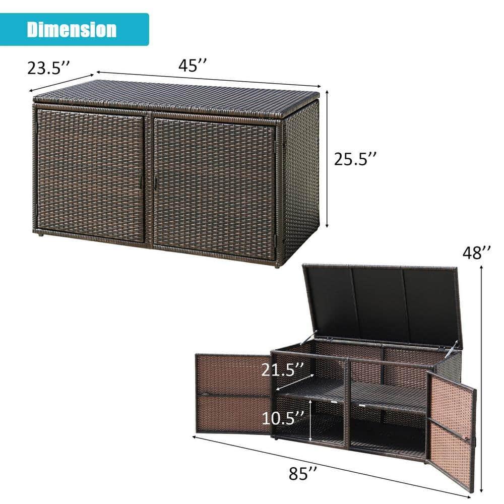 Kadyn 88 Gallon Garden Patio Rattan Storage Container Box-Brown