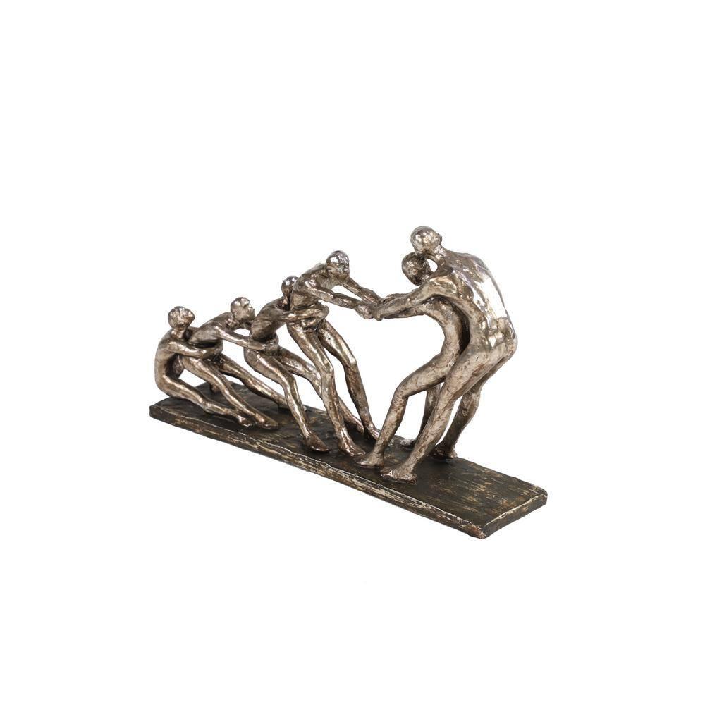 13" x 8" Silver Polystone People Sculpture, by DecMode