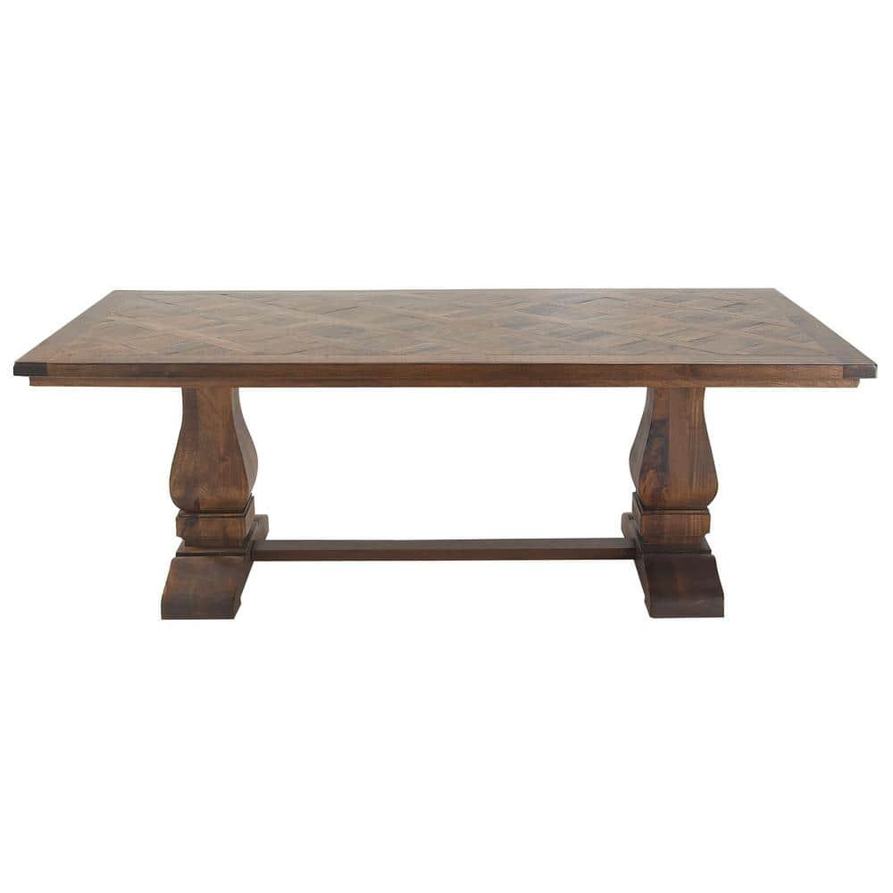 DecMode 84" x 30" Brown Mango Wood Dining Table with Parquet Inlay, 1-Piece