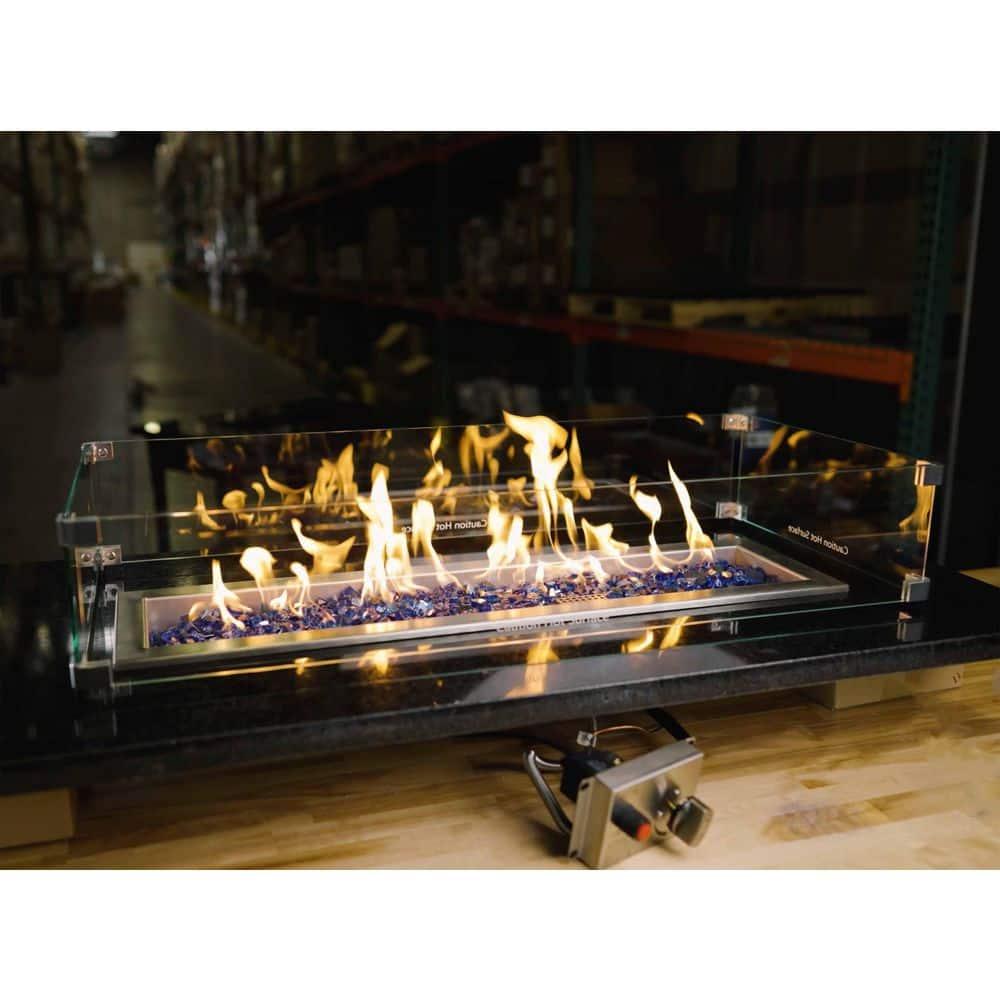 Celestial Fire Glass Rectangle Fire Pit Wind Guard