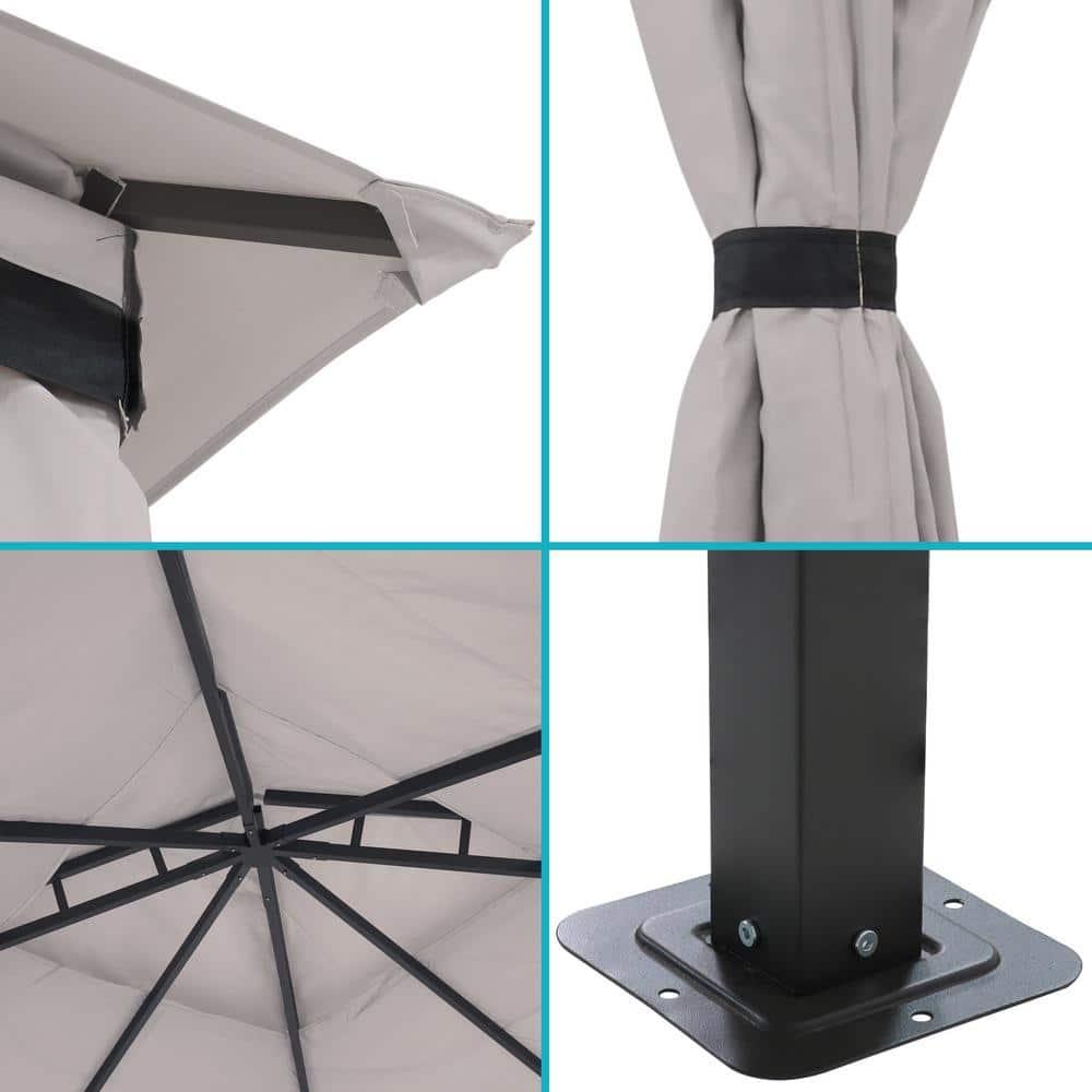 Sunnydaze Soft Top Rectangle Patio Gazebo with Screens and Privacy Walls for Backyard, Garden or Deck - Gray