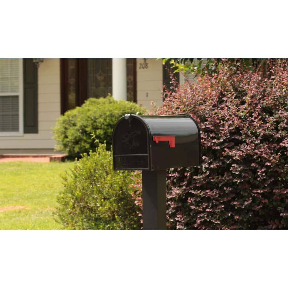 Gibraltar Mailboxes Elite Classic Galvanized Steel Post Mount Black Mailbox