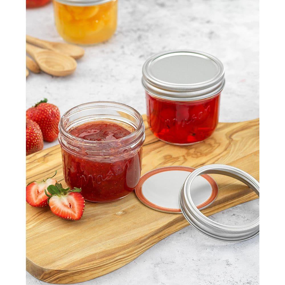JoyJolt Wide Mason Jars with Airtight Lids, Labels and Measures - 8 oz - Set of 6
