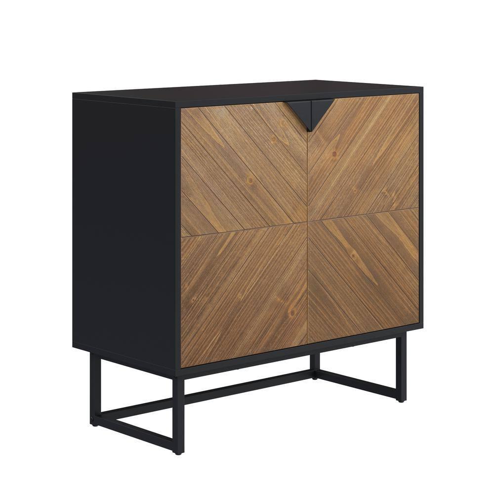 Nathan James Set of 2 Enloe Console Table with Wood Doors Black