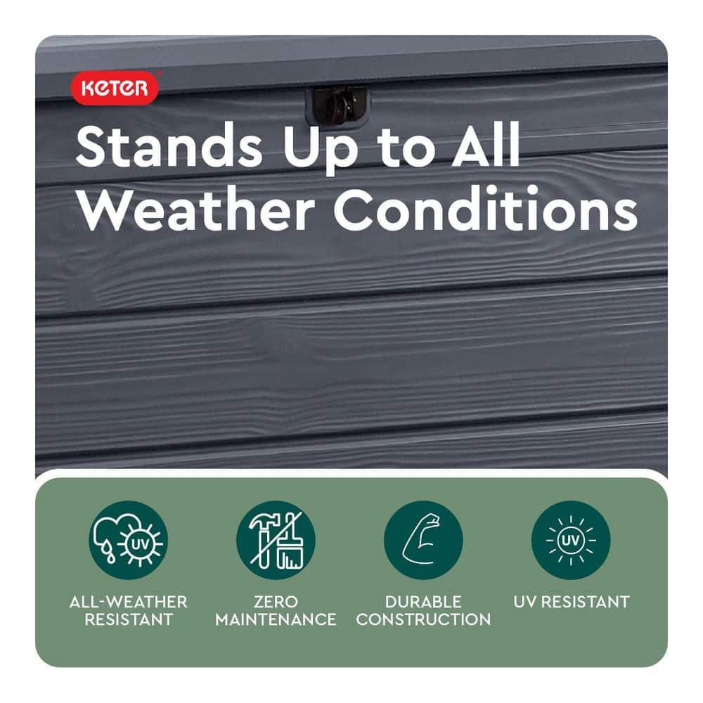 Keter Keter Brightwood 120 Gallon Large Durable Outdoor Storage and Weather Resistant Resin Deck Box