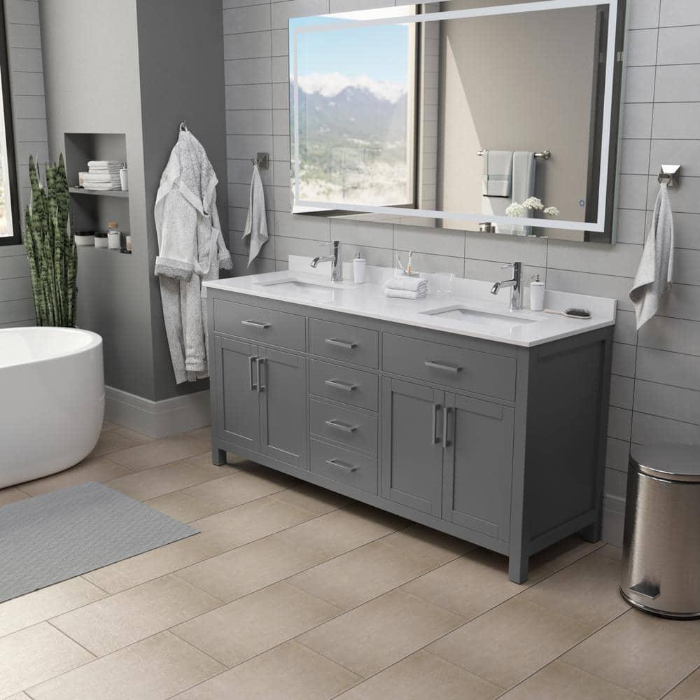 Beckett 72" Freestanding Double Bathroom Vanity with Cultured Marble Top