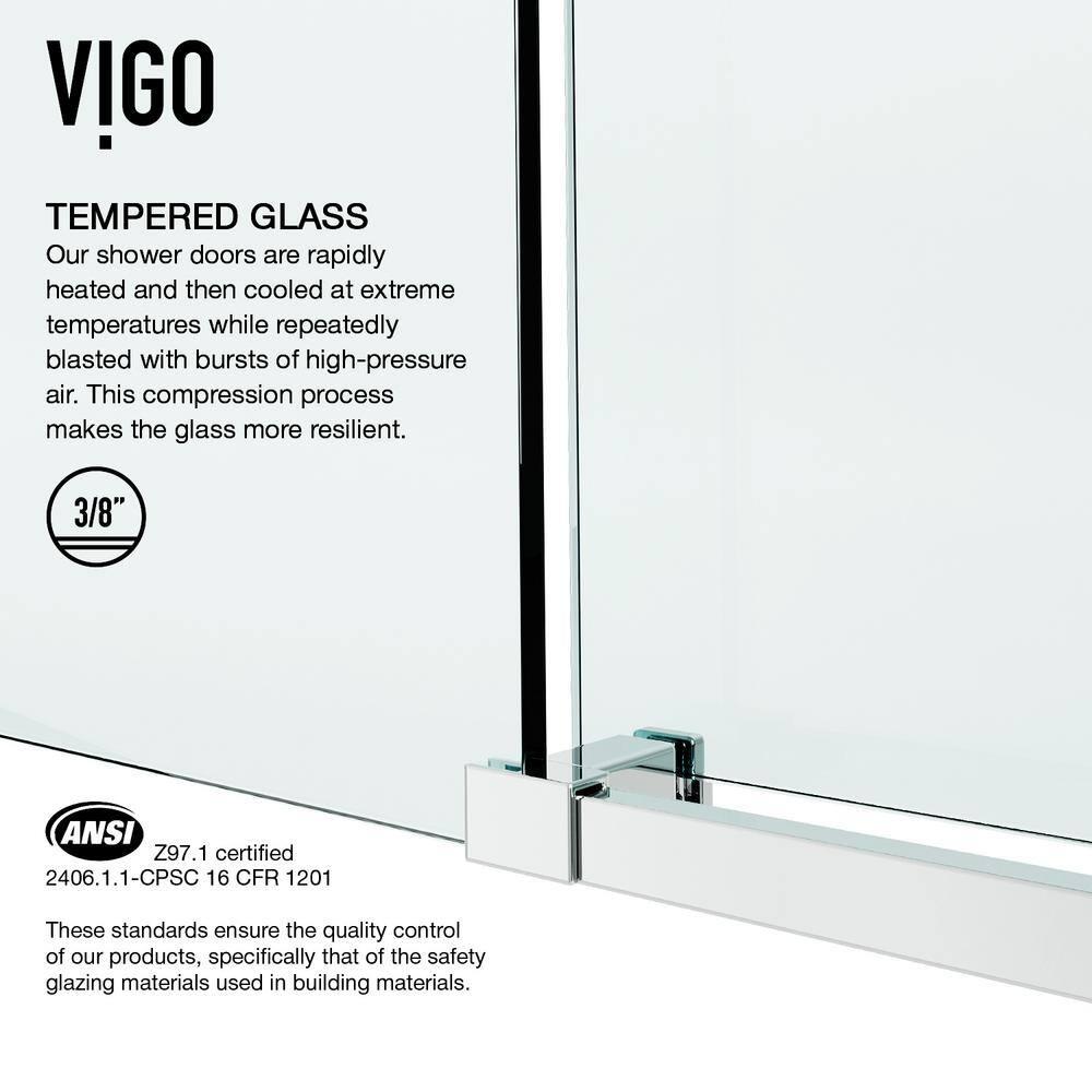 Elan E-Class 44-48" W x 76" H Sliding Frameless Shower Door with 3/8" Clear Glass