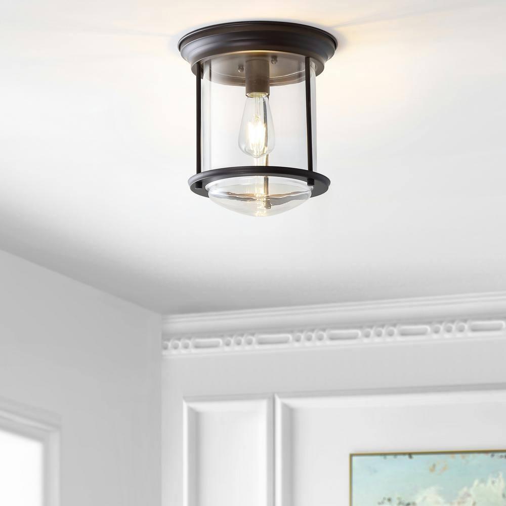 Savannah 10.25" Metal/Glass LED Flush Mount, Oil Rubbed Bronze