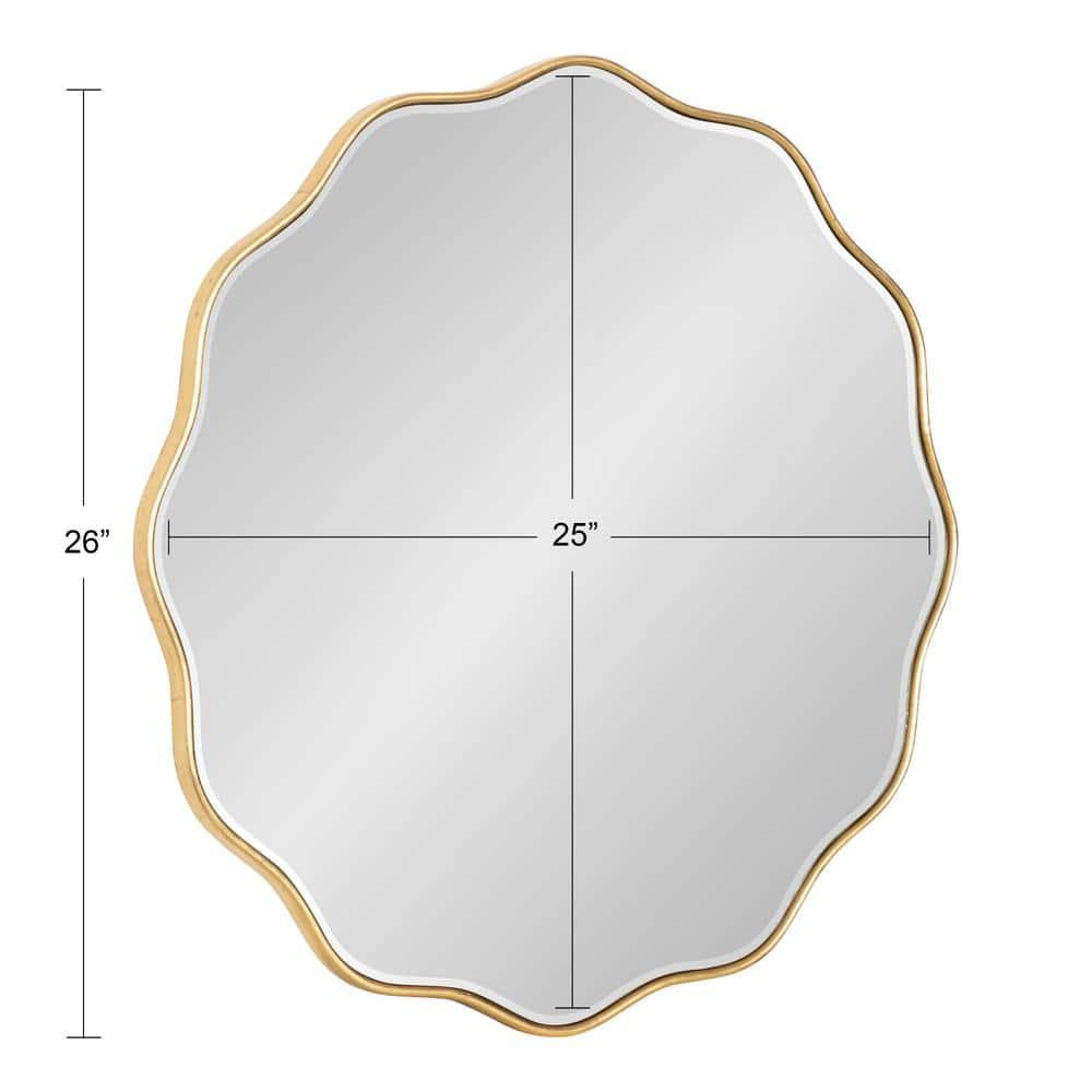 Kate & Laurel All Things Decor 26"x26" Viona Round Scalloped Mirror Gold: Modern Style, No Assembly, Wall Mounted