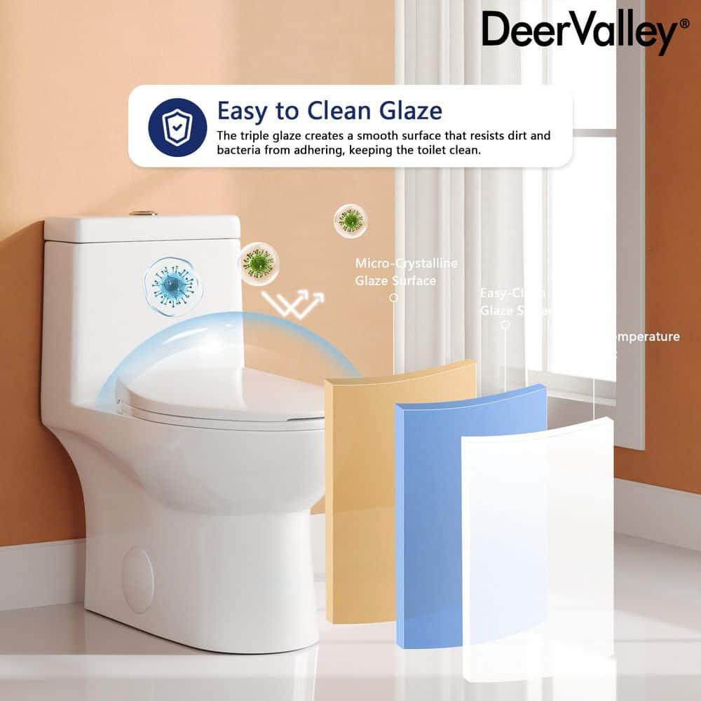DeerValley Ally Dual-Flush Elongated One-Piece Toilet with Glazed Surface Modern Toilet with Comfort Seat Height  (Seat Included) DV-1F52816
