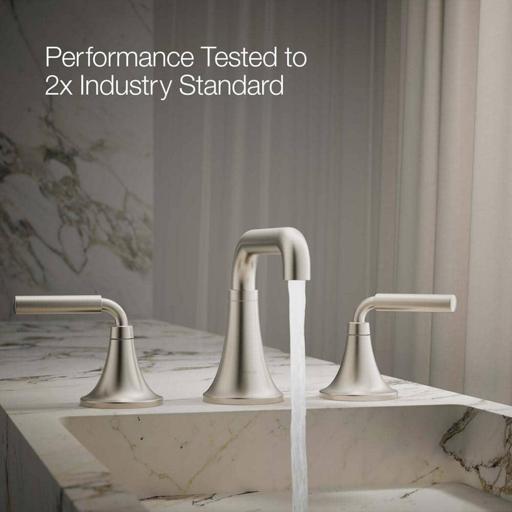 Tone Widespread Bathroom Sink Faucet, Three-Hole Bathroom Faucet with Clicker Drain, 1.2 GPM