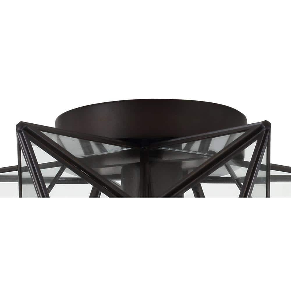 Stella 12" Moravian Star Metal/Clear Glass LED Flush Mount, Oil Rubbed Bronze