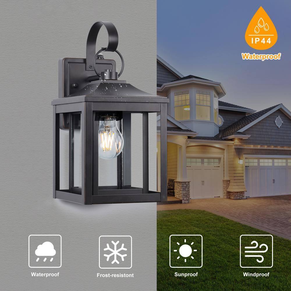 LamQee 1-Light 13"H Aluminum Outdoor Wall Lantern with Dusk to Dawn