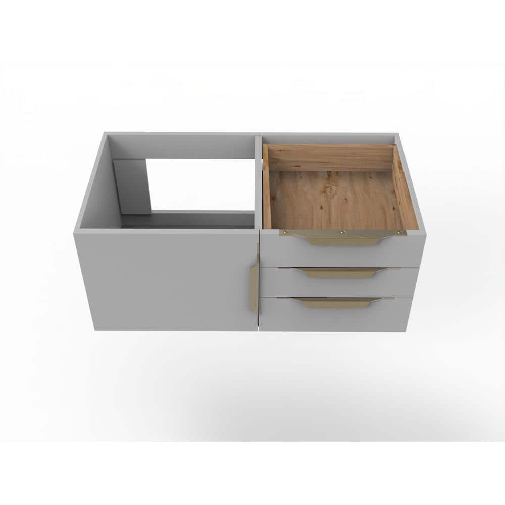 Castello USA Alpine 35" Wood Floating Vanity Base in Gray with Gold Handles