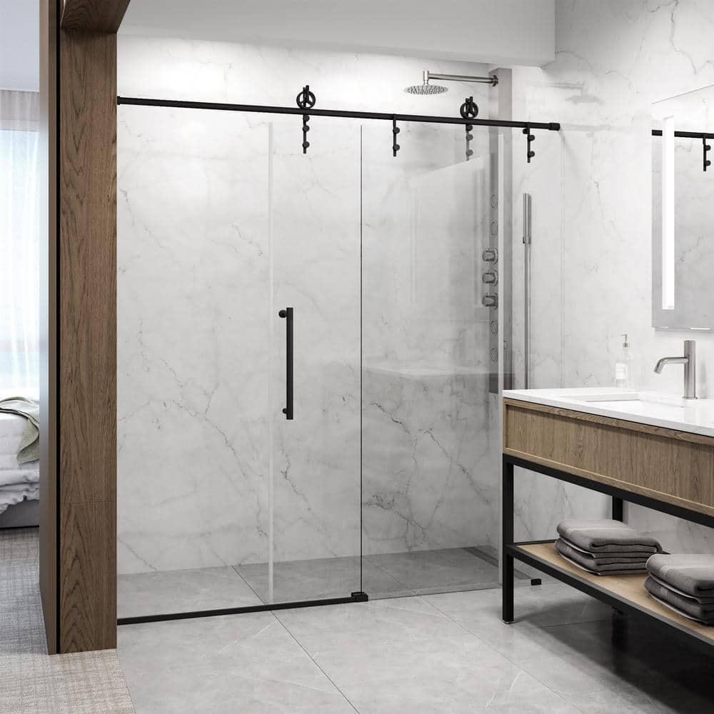 Hamilton 56-60" W x 78" H Sliding Frameless Shower Door with 3/8" Clear Glass