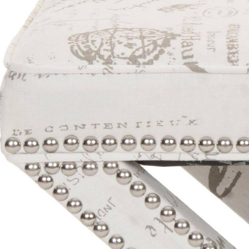 Palmer Ottoman With Silver Nailhead - MCR4589 - Multi/Beige - Safavieh