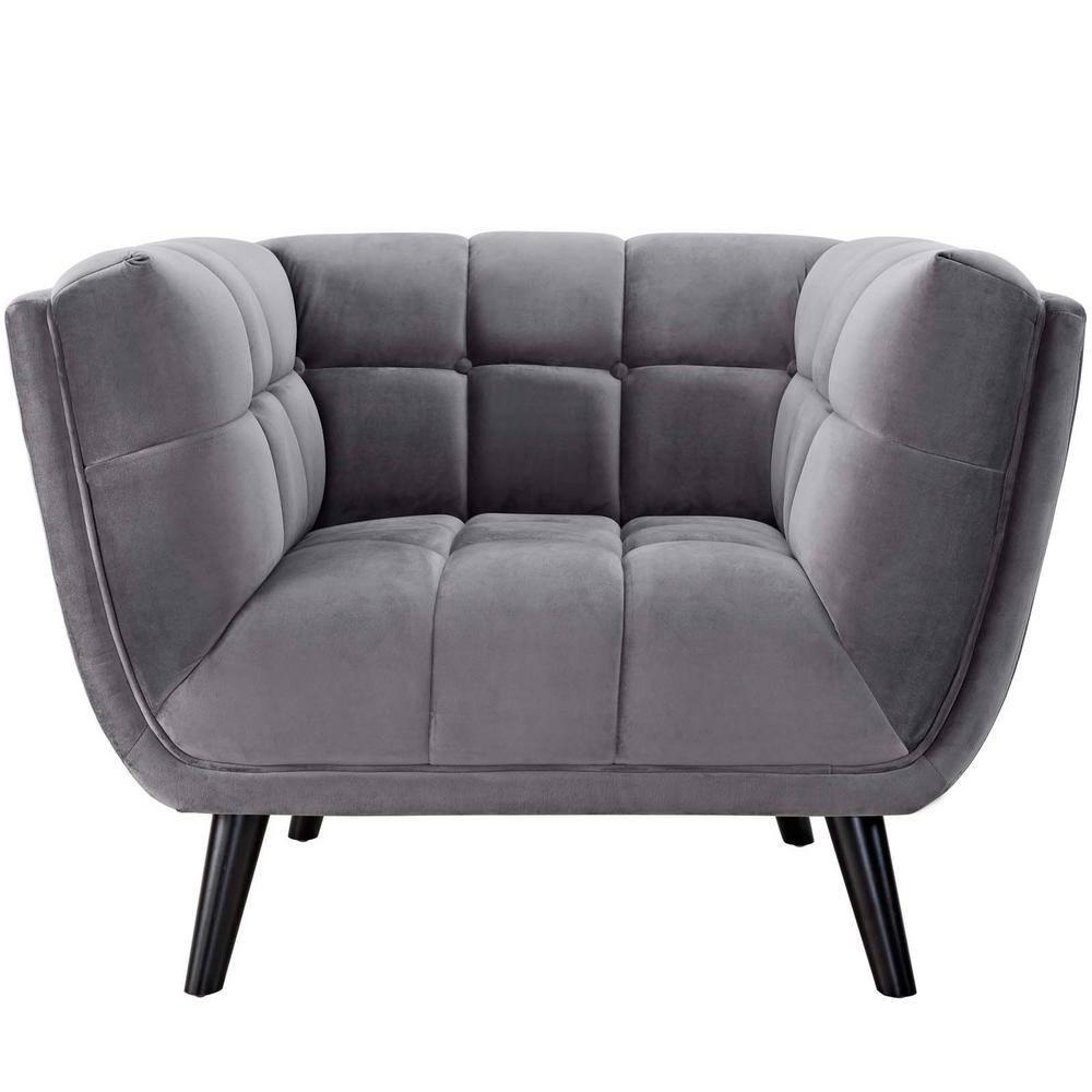 Modway Bestow Performance Velvet Armchair in Gray