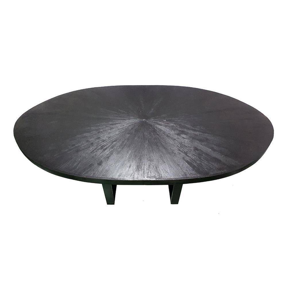 Benjara BM312095 91 in. Raj Round Dining Table - Cross Legs Design - Acacia Wood - Iron - Black