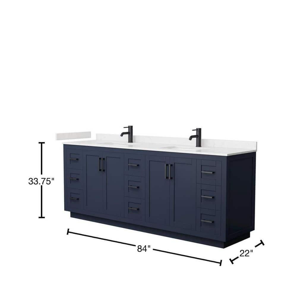 Wyndham Collection Miranda 84" Freestanding Double Bathroom Vanity with Cultured Marble Top