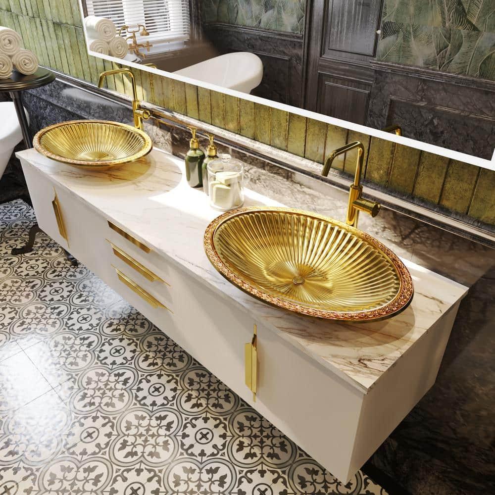 CastelloUSA CastelloUSA Olive 22" Tempered Glass Oval Bathroom Vessel Sink CB-VC-15-BG-22